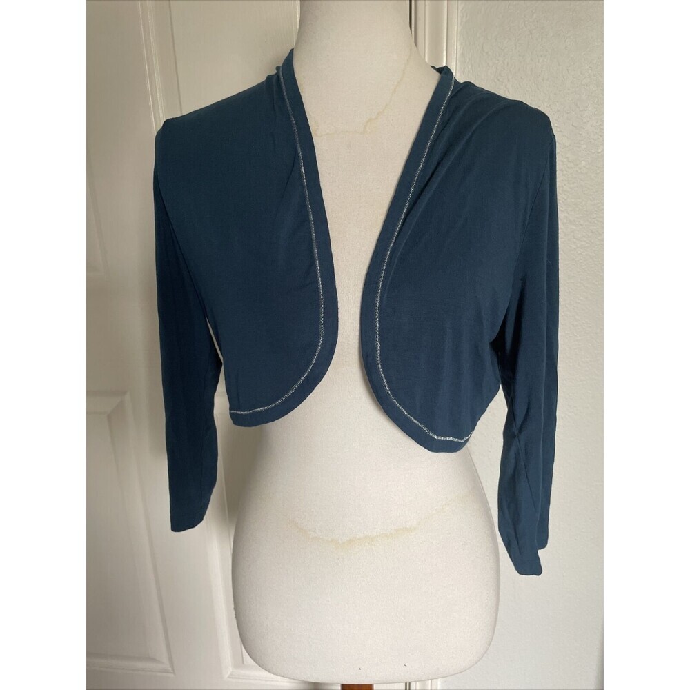 Soft Surroundings Womens Open Bolero Jacket Medium Stretch‎ Blue Business Casual